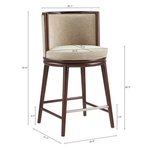 Manhattan Comfort Evalyn Exquisite Textured Chenille Counter Stool With Elegant Beech Wood Frame And Comfort Design Natural Beech Wood Cs021-na