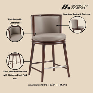 Manhattan Comfort Evalyn Exquisite Textured Chenille Counter Stool With Elegant Beech Wood Frame And Comfort Design Taupe Beech Wood Cs021-tp
