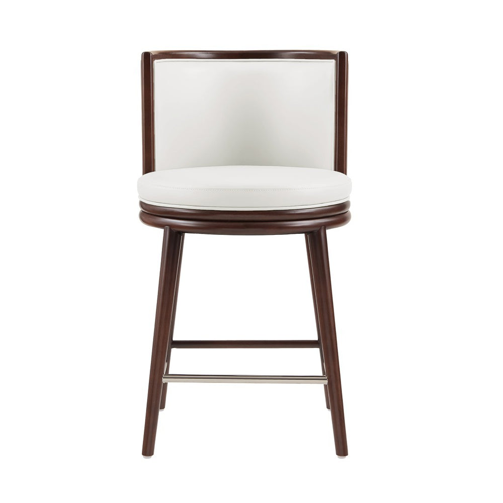Manhattan Comfort Evalyn Exquisite Textured Chenille Counter Stool With Elegant Beech Wood Frame And Comfort Design White Beech Wood Cs021-wh