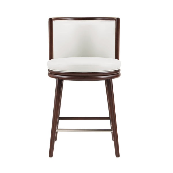 Manhattan Comfort Evalyn Exquisite Textured Chenille Counter Stool With Elegant Beech Wood Frame And Comfort Design White Beech Wood Cs021-wh