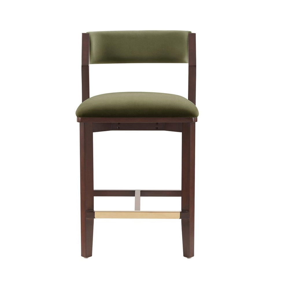 Manhattan Comfort Patricia Velvet Counter Stool - Elegant Beech Wood Legs, Plush Comfort, And Glamorous Gold Footrest Turtle Green Beech Wood Cs023-gr