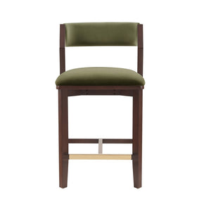 Manhattan Comfort Patricia Velvet Counter Stool - Elegant Beech Wood Legs, Plush Comfort, And Glamorous Gold Footrest Turtle Green Beech Wood Cs023-gr