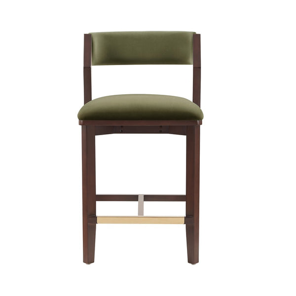 Manhattan Comfort Patricia Velvet Counter Stool - Elegant Beech Wood Legs, Plush Comfort, And Glamorous Gold Footrest Turtle Green Beech Wood Cs023-gr