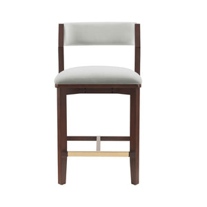 Manhattan Comfort Patricia Velvet Counter Stool - Elegant Beech Wood Legs, Plush Comfort, And Glamorous Gold Footrest White Glacier Beech Wood Cs023-wh