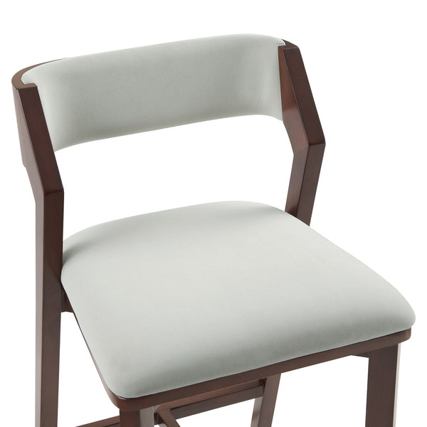 Manhattan Comfort Patricia Velvet Counter Stool - Elegant Beech Wood Legs, Plush Comfort, And Glamorous Gold Footrest White Glacier Beech Wood Cs023-wh