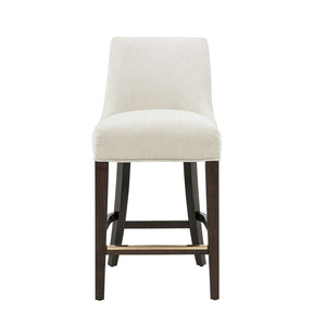 Manhattan Comfort Beever Chenille Bar And Counter Stool With Elegant Rubberwood Legs For Stylish Comfort And Support Cream Rubberwood Cs024-cr