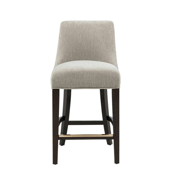 Manhattan Comfort Beever Chenille Bar And Counter Stool With Elegant Rubberwood Legs For Stylish Comfort And Support Taupe Rubberwood Cs024-tp