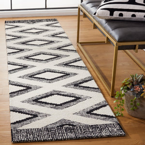 Safavieh Casablanca Hand‑Tufted Wool Rug Ivory & Black Boho Geometric Design Low Pile Durable Comfort 9'-0" x 12'-0" CSB225Z-9