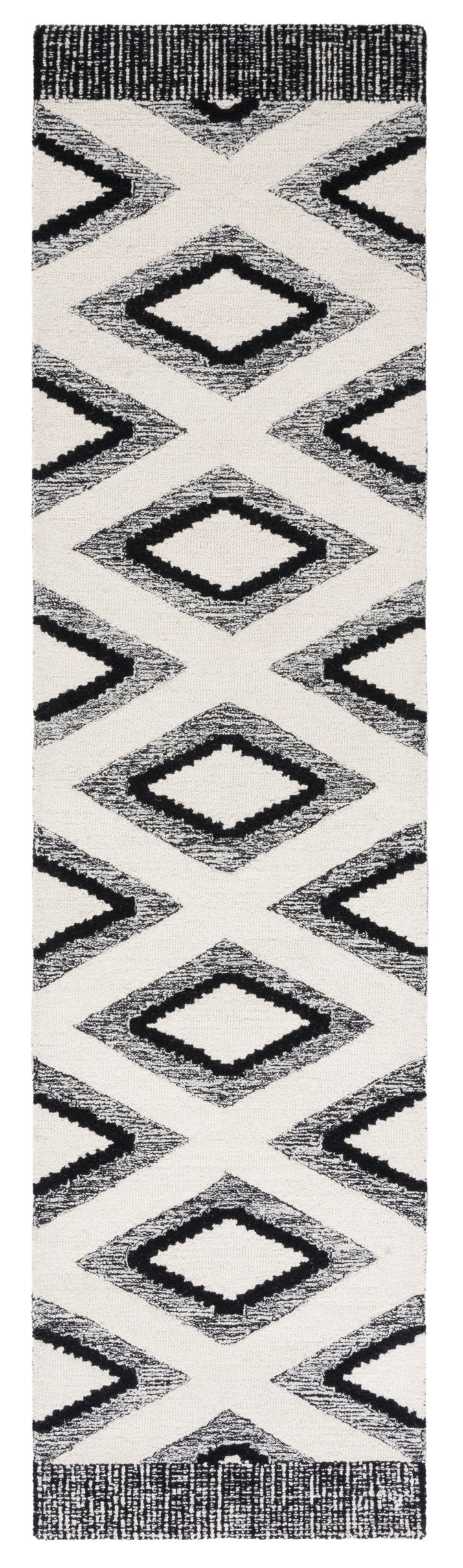 Safavieh Casablanca Hand‑Tufted Wool Rug Ivory & Black Boho Geometric Design Low Pile Durable Comfort 9'-0" x 12'-0" CSB225Z-9