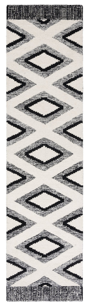 Safavieh Casablanca Hand‑Tufted Wool Rug Ivory & Black Boho Geometric Design Low Pile Durable Comfort 9'-0" x 12'-0" CSB225Z-9