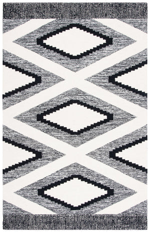 Safavieh Casablanca Hand‑Tufted Wool Rug Ivory & Black Boho Geometric Design Low Pile Durable Comfort 9'-0" x 12'-0" CSB225Z-9