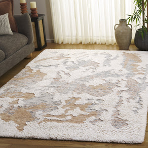 Safavieh Casablanca Handcrafted Wool Pile Rug – Modern Abstract Design For Cozy Living Spaces And Offices Ivory ,Brown Wool Pile Csb438a-4