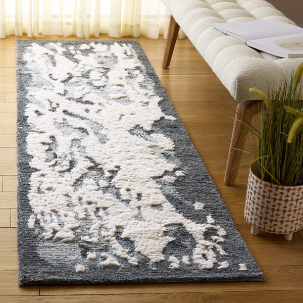Safavieh Casablanca Modern Runner Rug - Artisan Hand-tufted Design With Plush Pile For Elegant Spaces Dark Grey ,Ivory Wool Pile Csb445h-28