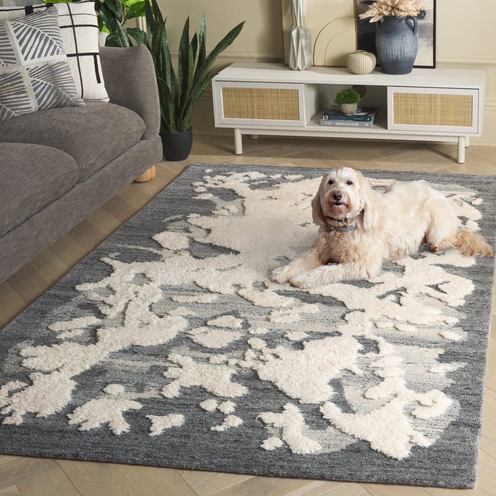 Safavieh Casablanca Modern Runner Rug - Artisan Hand-tufted Design With Plush Pile For Elegant Spaces Dark Grey ,Ivory Wool Pile Csb445h-5