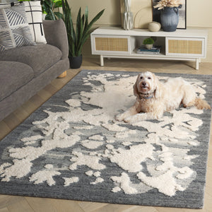 Safavieh Casablanca Modern Runner Rug - Artisan Hand-tufted Design With Plush Pile For Elegant Spaces Dark Grey ,Ivory Wool Pile Csb445h-5