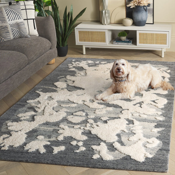 Safavieh Casablanca Modern Runner Rug - Artisan Hand-tufted Design With Plush Pile For Elegant Spaces Dark Grey ,Ivory Wool Pile Csb445h-5