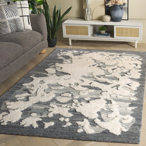 Safavieh Casablanca Hand-tufted Wool Rug – Luxurious Plush Pile, Modern Abstract Design For Elegant Spaces Dark Grey ,Ivory Wool Pile Csb445h-4