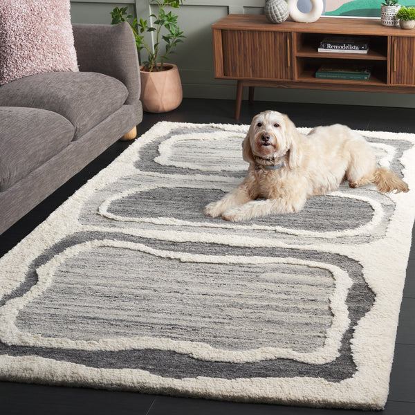 Safavieh Casablanca Hand-tufted Wool Area Rug - Modern Elegance In Luxurious Texture For Any Space Decor Grey ,Ivory Wool Pile Csb447f-8