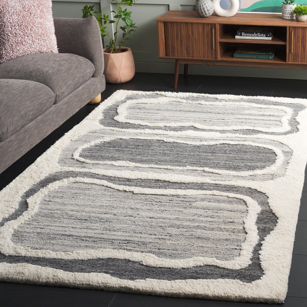 Safavieh Casablanca Hand-tufted Wool Runner Rug - Elegant Modern Design With Plush Pile For Cozy Spaces Grey ,Ivory Wool Pile Csb447f-5