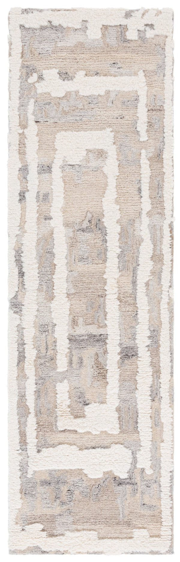 Safavieh Casablanca Modern Runner Rug - Hand-tufted Wool With Exquisite Abstract Design For Timeless Elegance Beige ,Ivory Wool Pile Csb449b-28