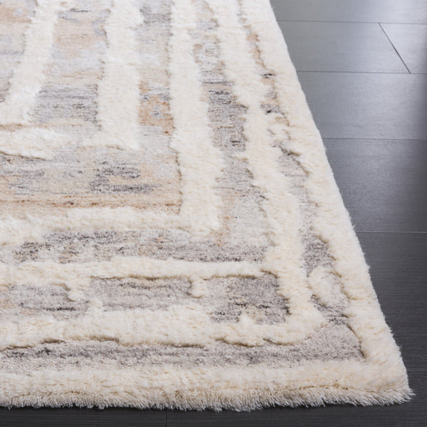 Safavieh Casablanca Modern Runner Rug - Hand-tufted Wool With Exquisite Abstract Design For Timeless Elegance Beige ,Ivory Wool Pile Csb449b-5