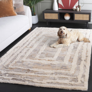 Safavieh Casablanca Modern Runner Rug - Hand-tufted Wool With Exquisite Abstract Design For Timeless Elegance Beige ,Ivory Wool Pile Csb449b-5