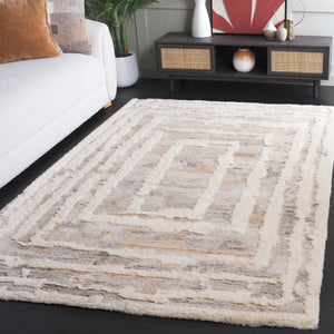 Safavieh Casablanca Modern Runner Rug - Hand-tufted Wool With Exquisite Abstract Design For Timeless Elegance Beige ,Ivory Wool Pile Csb449b-5