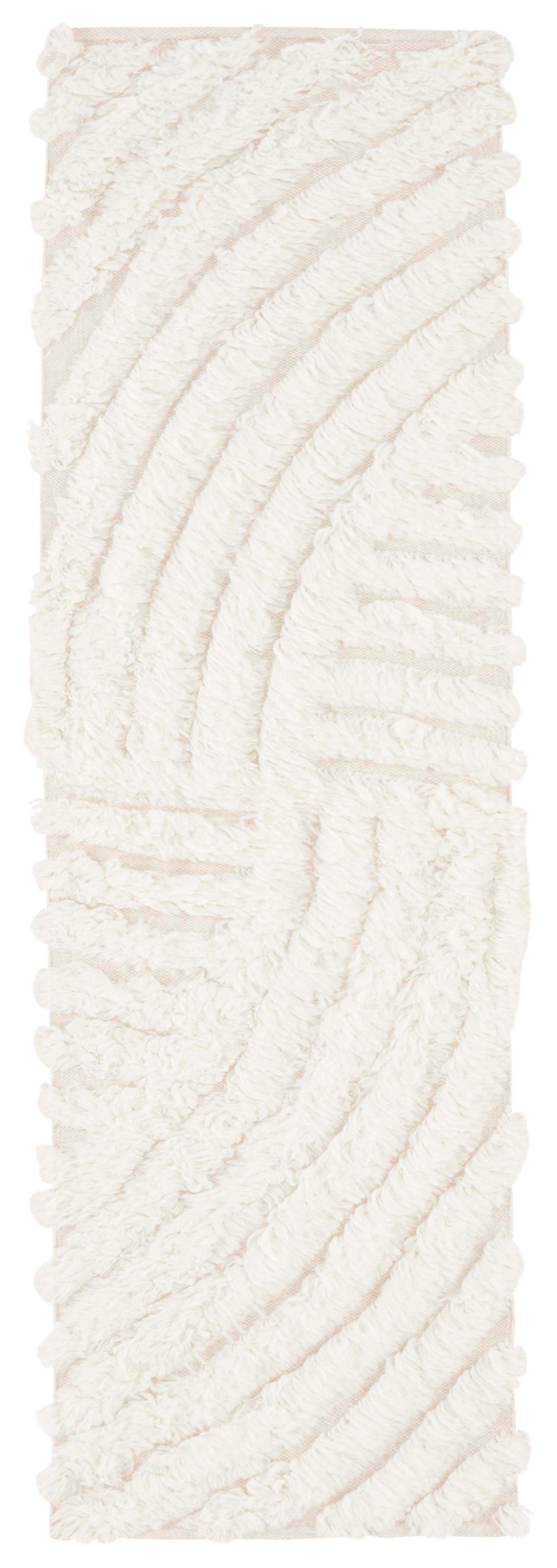 Safavieh Casablanca Handwoven Ivory Wool Rug 8X10 Plush 1.75" Pile Organic Linear Texture For Living Rooms 7'-0" x 7'-0" CSB498A-7SQ