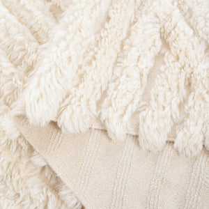 Safavieh Casablanca Handwoven Ivory Wool Rug 8X10 Plush 1.75" Pile Organic Linear Texture For Living Rooms 7'-0" x 7'-0" CSB498A-7SQ
