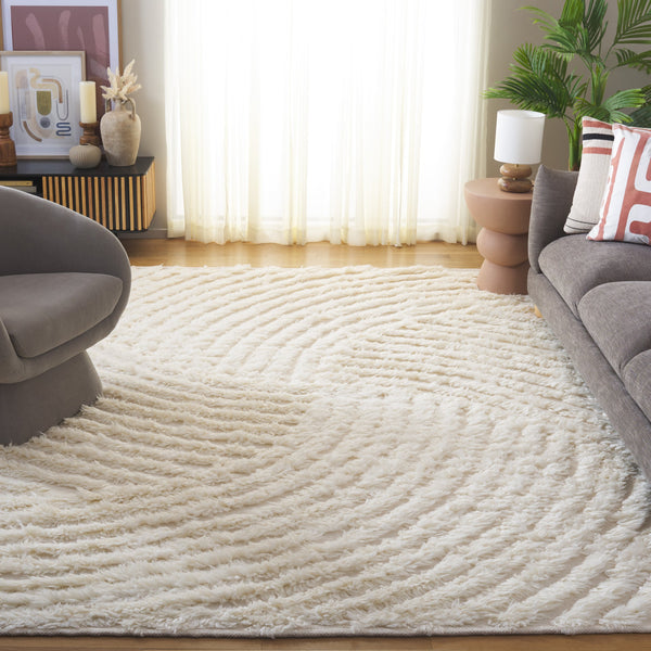 Safavieh Casablanca Handwoven Ivory Wool Rug 8X10 — Plush 1.75" Pile, Textured Organic Pattern, Timeless Elegance 2'-3" x 5'-0" CSB498A-25