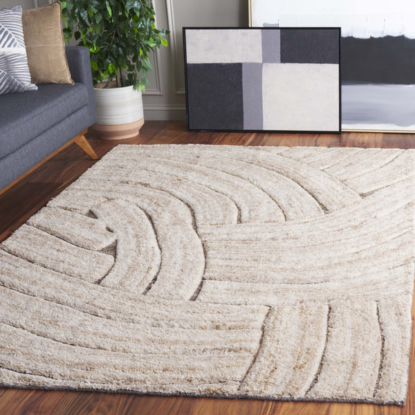 Safavieh Casablanca Handwoven Area Rug - Artisanal Luxury In Contemporary Organic Design For Elegant Spaces Natural ,Beige 80% Wool,20% Cotton Csb794b-5