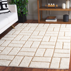 Safavieh Casablanca Handwoven Area Rug - Elegant Wool & Jute Blend, Modern Geometric Design For Cozy Spaces Natural ,Ivory 90% Wool,10% Jute Csb795a-6sq