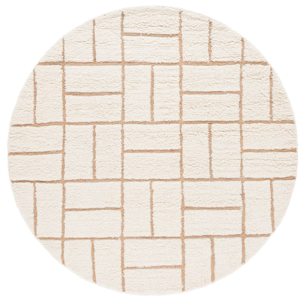 Safavieh Casablanca Handwoven Area Rug - Elegant Wool & Jute Blend, Modern Geometric Design For Cozy Spaces Natural ,Ivory 90% Wool,10% Jute Csb795a-6sq