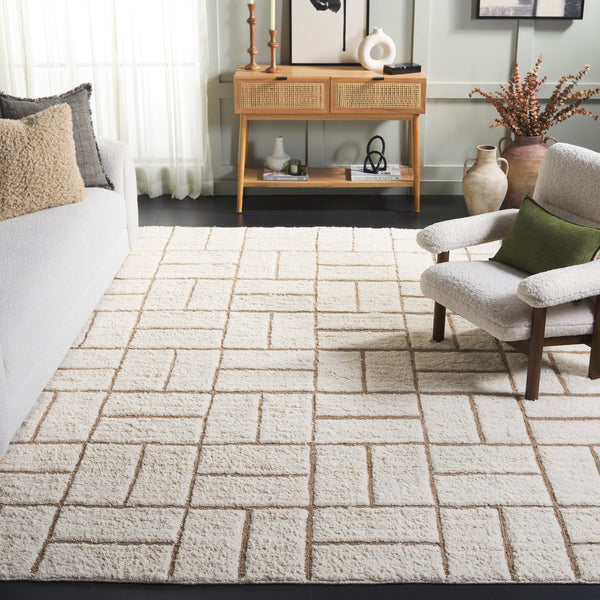 Safavieh Casablanca Handwoven Area Rug - Elegant Wool & Jute Blend, Modern Geometric Design For Cozy Spaces Natural ,Ivory 90% Wool,10% Jute Csb795a-6sq