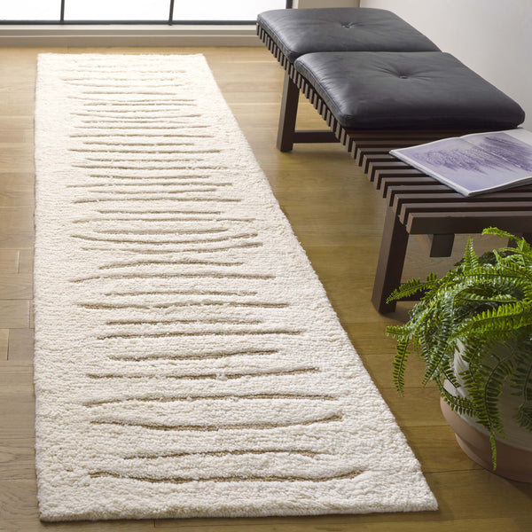 Safavieh Casablanca Handwoven Area Rug - Luxurious Wool & Jute Blend, Modern Striped Design For Elegant Spaces Natural ,Ivory 90% Wool,10% Jute Csb796a-29