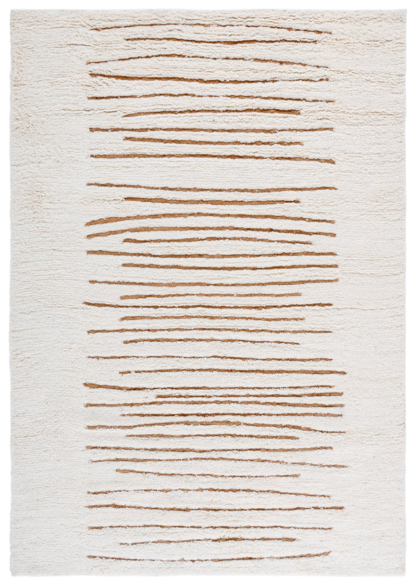 Safavieh Casablanca Handwoven Area Rug - Luxurious Wool & Jute Blend, Modern Striped Design For Elegant Spaces Natural ,Ivory 90% Wool,10% Jute Csb796a-29