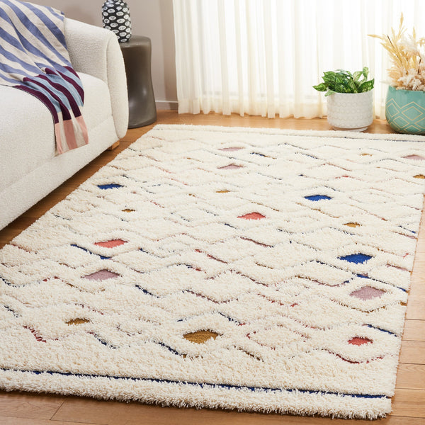 Safavieh Casablanca Hand-tufted Area Rug: Luxurious 1" Shag Pile, Cozy Elegance For Any Home Decor Ivory ,Rust 80% Wool,20% Cotton Csb919a-4