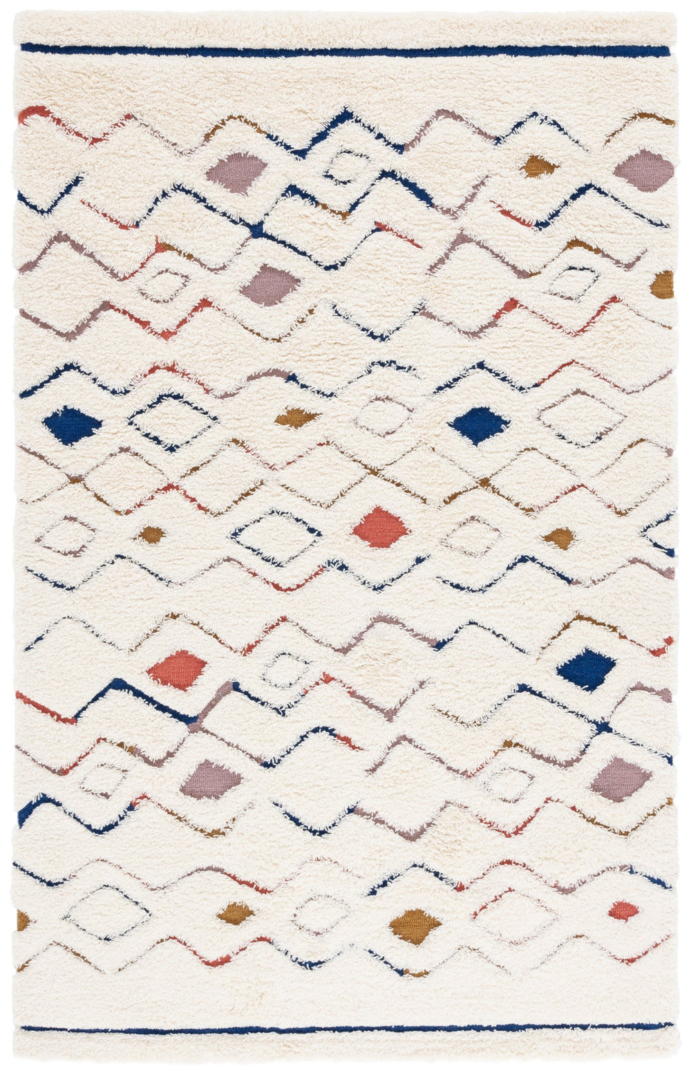 Safavieh Casablanca Hand-tufted Area Rug: Luxurious 1" Shag Pile, Cozy Elegance For Any Home Decor Ivory ,Rust 80% Wool,20% Cotton Csb919a-4