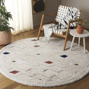 Safavieh Casablanca Hand-tufted Area Rug: Luxurious 1" Shag Pile, Cozy Elegance For Any Home Decor Ivory ,Rust 80% Wool,20% Cotton Csb919a-4