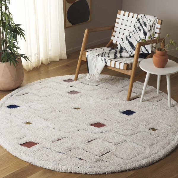 Safavieh Casablanca Hand-tufted Area Rug: Luxurious 1" Shag Pile, Cozy Elegance For Any Home Decor Ivory ,Rust 80% Wool,20% Cotton Csb919a-4