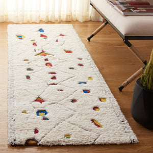 Safavieh Casablanca Luxurious Hand-tufted Shag Area Rug For Cozy Spaces - Artisan Quality & Vibrant Design Ivory ,Red 80% Wool,20% Cotton Csb922a-6