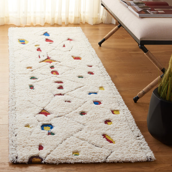 Safavieh Casablanca Luxurious Hand-tufted Shag Area Rug For Cozy Spaces - Artisan Quality & Vibrant Design Ivory ,Red 80% Wool,20% Cotton Csb922a-6