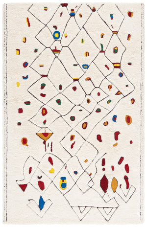 Safavieh Casablanca Luxurious Hand-tufted Shag Area Rug For Cozy Spaces - Artisan Quality & Vibrant Design Ivory ,Red 80% Wool,20% Cotton Csb922a-6