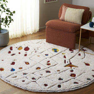 Safavieh Casablanca Luxurious Hand-tufted Shag Area Rug For Cozy Spaces - Artisan Quality & Vibrant Design Ivory ,Red 80% Wool,20% Cotton Csb922a-6