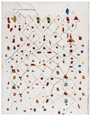 Safavieh Casablanca Luxurious Hand-tufted Shag Area Rug For Cozy Spaces - Artisan Quality & Vibrant Design Ivory ,Red 80% Wool,20% Cotton Csb922a-6