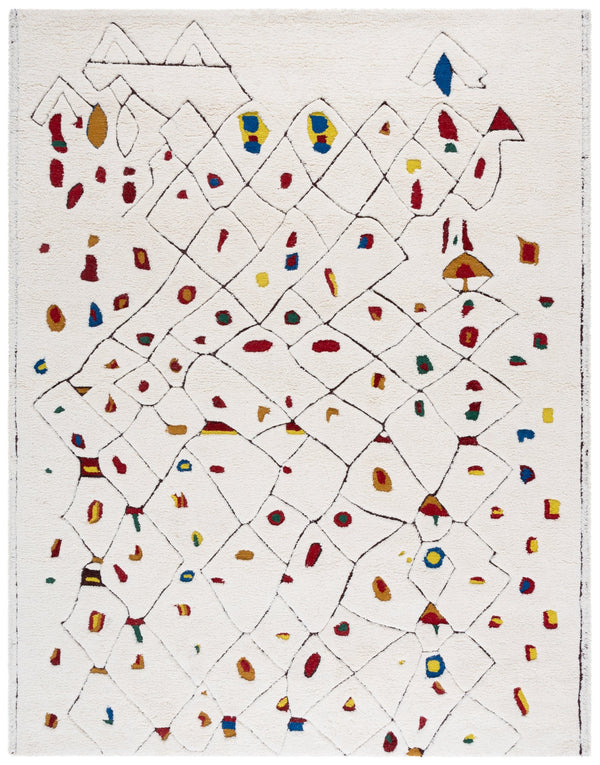 Safavieh Casablanca Luxurious Hand-tufted Shag Area Rug For Cozy Spaces - Artisan Quality & Vibrant Design Ivory ,Red 80% Wool,20% Cotton Csb922a-6