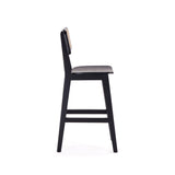 Manhattan Comfort Versailles Industry Chic Counter Stool Black and Natural Cane CSCA01-BK