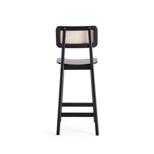 Manhattan Comfort Versailles Industry Chic Counter Stool Black and Natural Cane CSCA01-BK