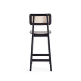 Manhattan Comfort Versailles Industry Chic Counter Stool Black and Natural Cane CSCA01-BK