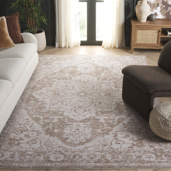 Safavieh Crescent Elegant Area Rug With Timeless Sophistication And Plush Comfort For Any Living Space Dark Beige ,Grey Polyester Cse482b-10